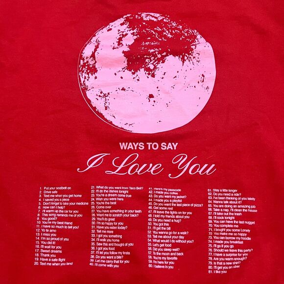 Lonely Ghost To The Moon & Back Ways to Say I Love You Red Sweatshirt Women's XL - Picture 5 of 7